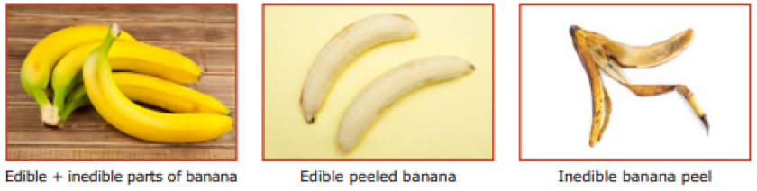 Figure 3: Difference between edible and inedible parts of banana